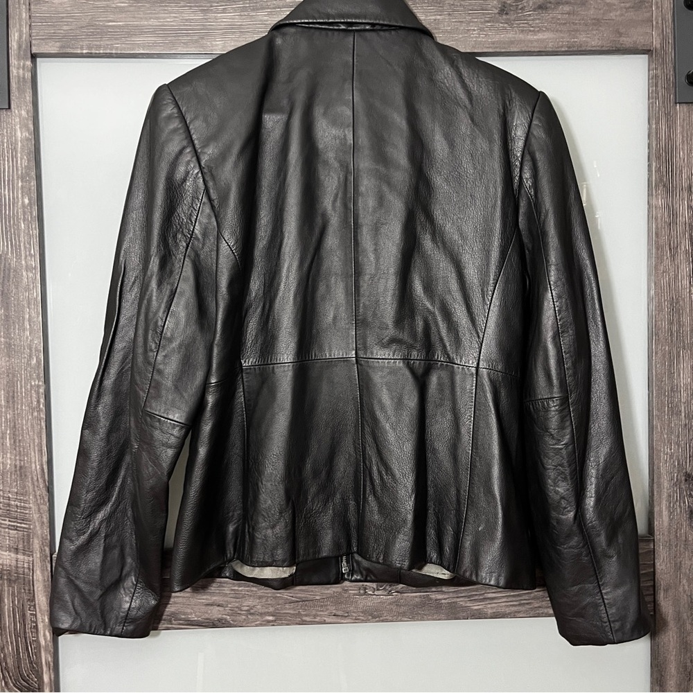 Valerie Stevens Sleek 100% Lamb Black Leather Jacket Classic Soft Medium - Picture 2 of 8
